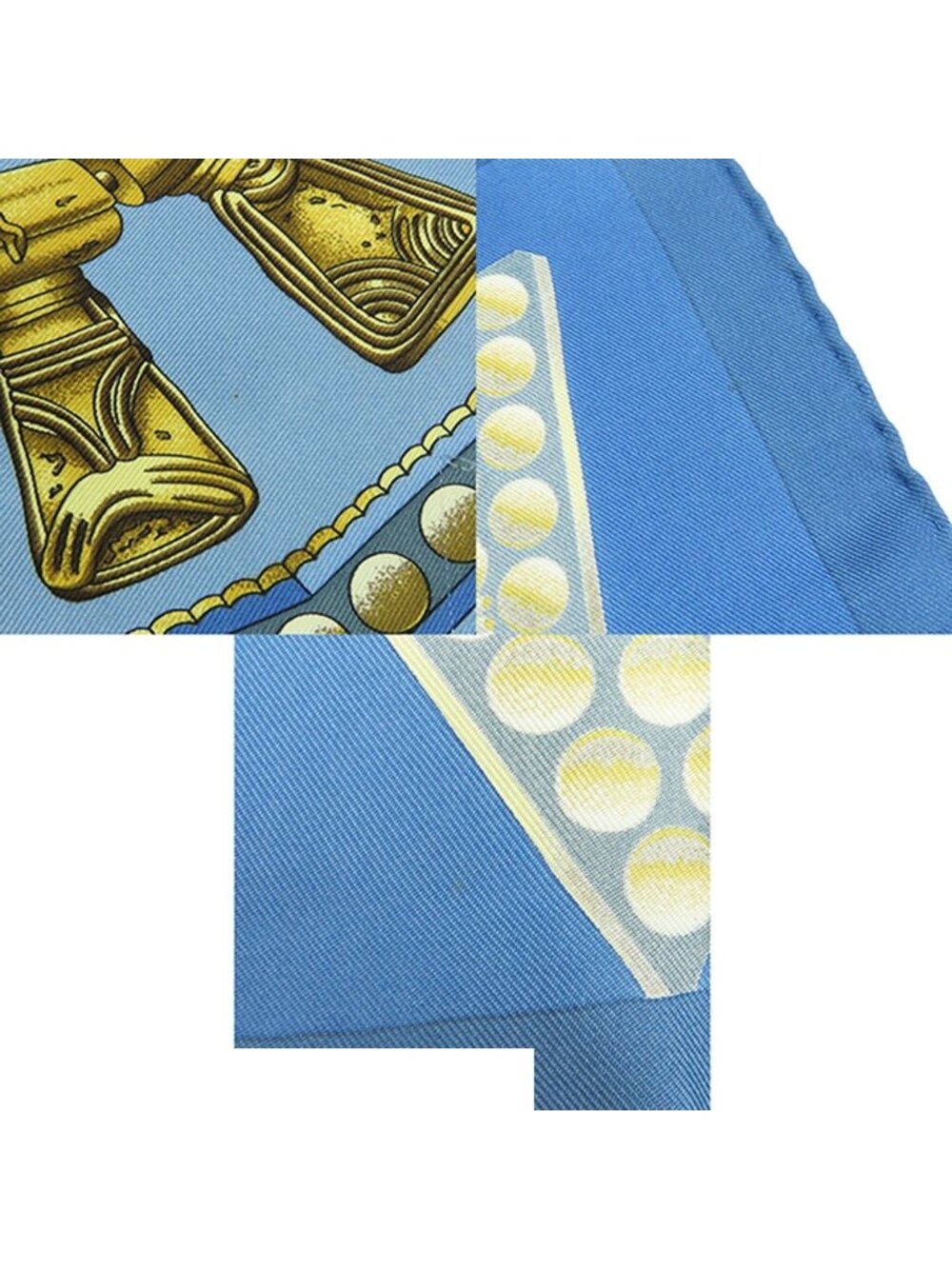 Hermes Carre 90 Blue Gold Silk L'or Des Chefs Scarf - Picture 8 of 9